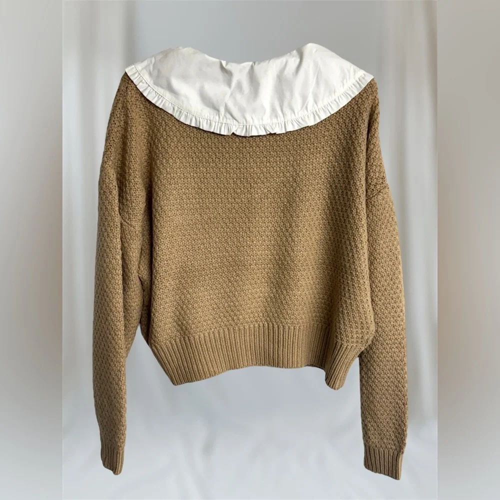 Blu Pepper Doll Collared Cable Knit Beige Sweater Size Small - Picture 4 of 8